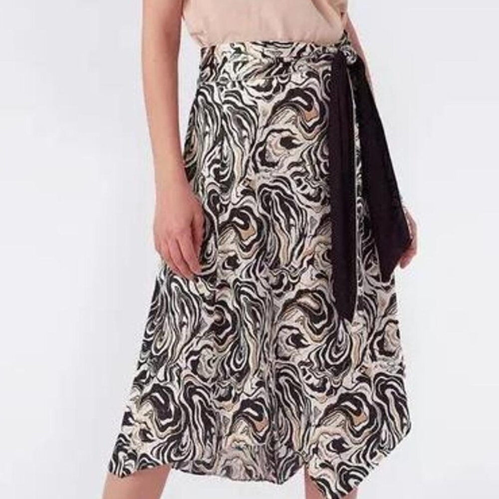 Diane von Furstenberg Asymmetric Printed Satin-twill Skirt